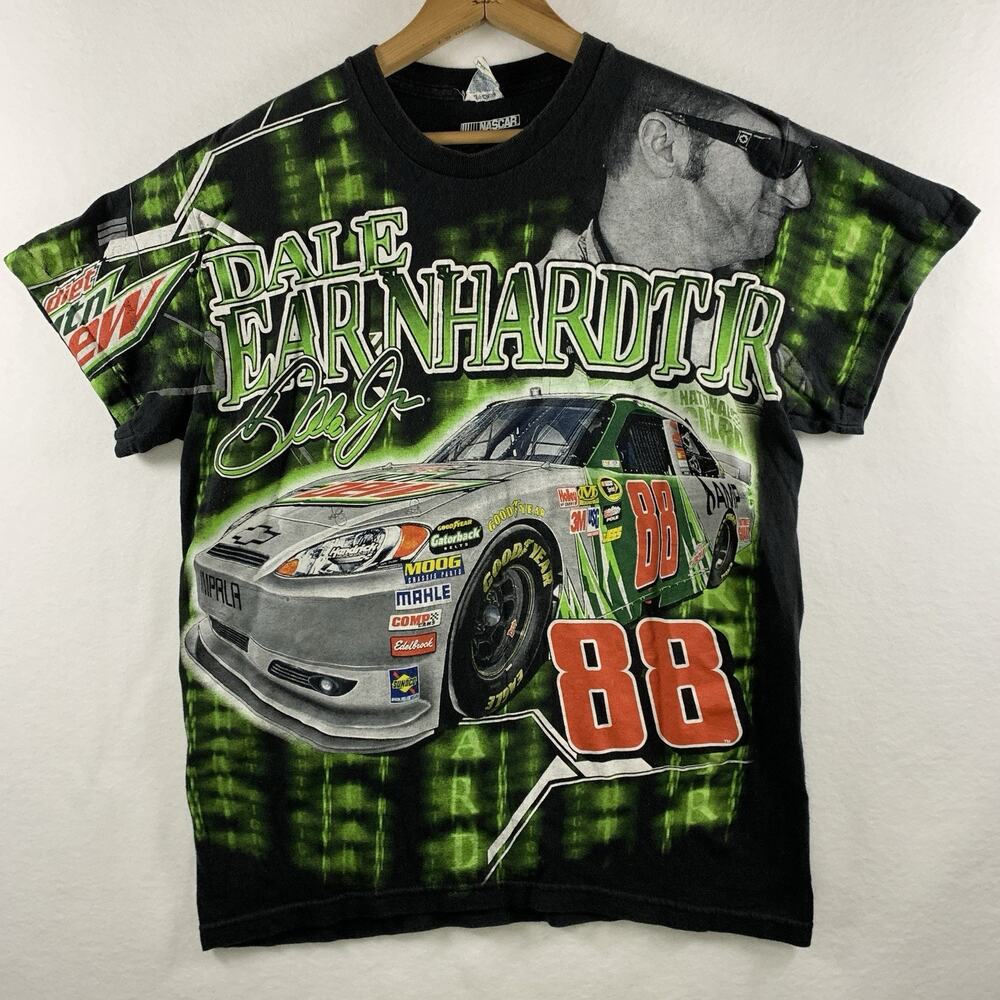 VTG Dale Earnhardt Jr‎ 88 Mens Graphic Racing T Shirt Sz M All Over Print Nascar